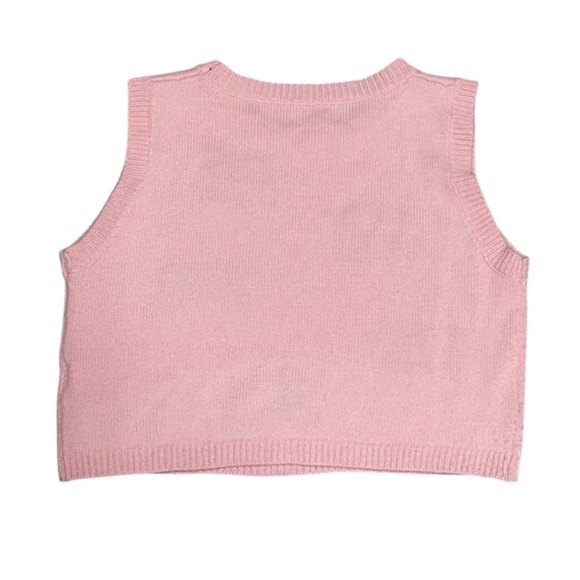 Gyaru Style Pink Strawberry Print Knit Sleeveless Top Size Large - Picture 2 of 6